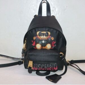 Moschino Couture Batman Teddy Bear Black Mini Teenager Backpack Halloween